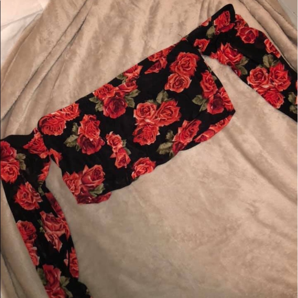 rose off the shoulder top